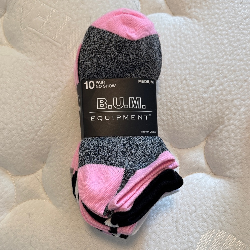 B.U.M. Equipment Pink and Black No Show Socks